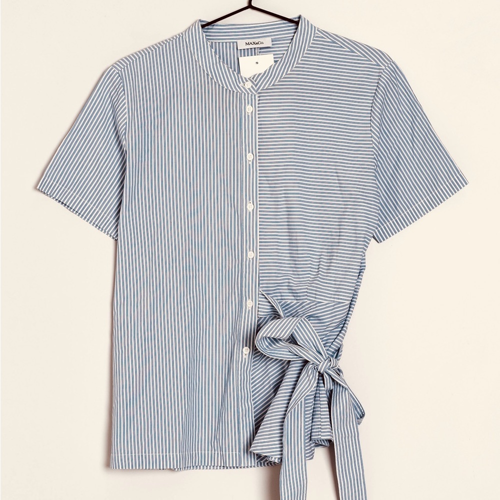 NWT Max & Co 10 Striped Shirt with Tie Detail